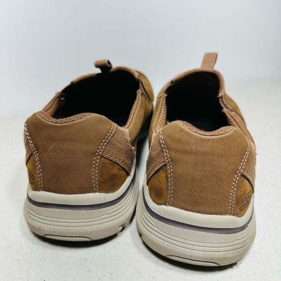 Skechers Expended Men Size US 11,5Brown Leather Shoes Slip On Casual Relaxed Fit - Picture 5 of 8